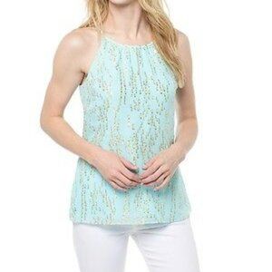 Lilly Pulitzer Del Mar Silk Halter Top Sky Blue